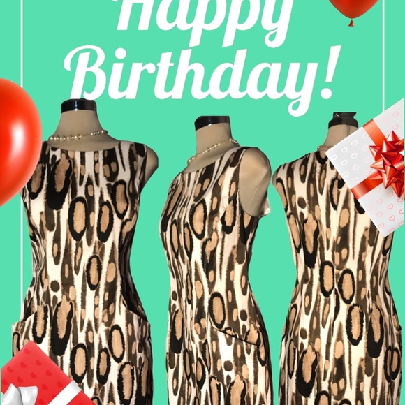 *New* TAHARI Leopard Black Beige and White Sleeveless Sheath Side Pockets Size 8 - Picture 4 of 16